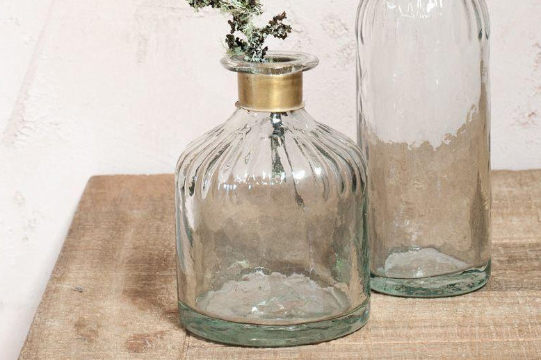 Chara Hammered Bottle Vase, Small - Lines