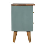Cline Bedside Table - Green/Natural
