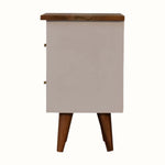 Small cabinet with a wooden top and legs on a white background