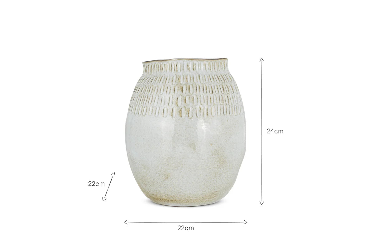 Anjuna Reactive Glaze Ceramic Vase, Large - Off White