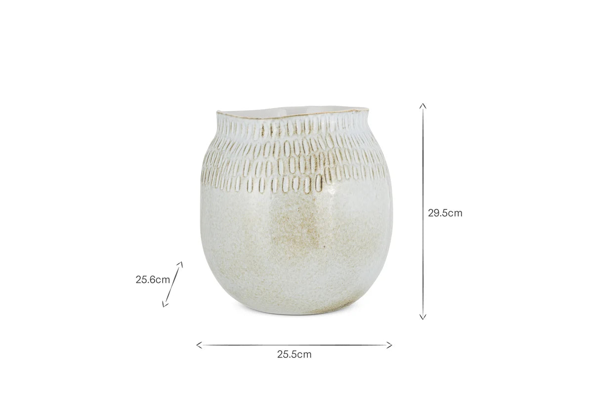 Anjuna Reactive Glaze Ceramic Vase, Small - Off White