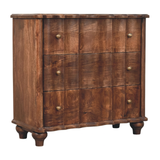 Wooden dresser with four drawers on a white background