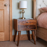 Fogel 2 Drawer Bedside Table, Medium - Chestnut