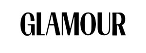 Black 'GLAMOUR' logo on a white background