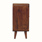 Wooden sideboard with a rustic finish on a white background