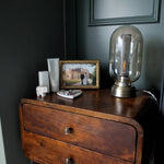 Dark wood curved bedside, Vintage style.