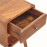Wooden drawer with a visible grain pattern on a white background