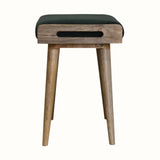 Keene Bench - Forest Green Velvet/Natural