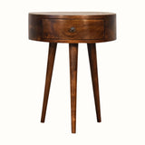 Lauro Semi Circle Bedside Table - Chestnut