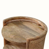 Seeley Cane Open Side Table, Small - Natural