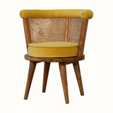 Seeley Cane Chair - Mustard Velvet/Natural