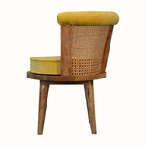 Seeley Cane Chair - Mustard Velvet/Natural