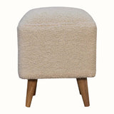 Boren Cream Bouclé Cube Footstool