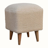 Boren Cream Bouclé Cube Footstool