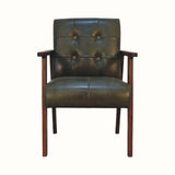 Orel Armchair - Green Buffalo Leather & Walnut