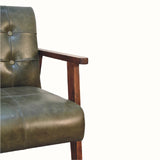 Orel Armchair - Green Buffalo Leather & Walnut