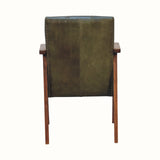 Orel Armchair - Green Buffalo Leather & Walnut