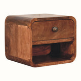Hamade Open Wall-Mounted Bedside Table, Small - Honey Caramel
