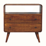 Hamade Open Chest of 2 Drawers, Mini - Chestnut