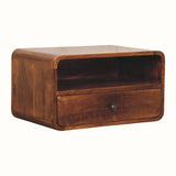 Hamade Open Wall-Mounted Bedside Table, Large - Chestnut