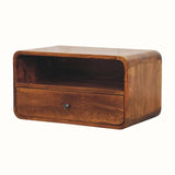 Hamade Open Wall-Mounted Bedside Table, Large - Chestnut