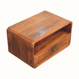 Hamade Open Wall-Mounted Bedside Table, Large - Chestnut