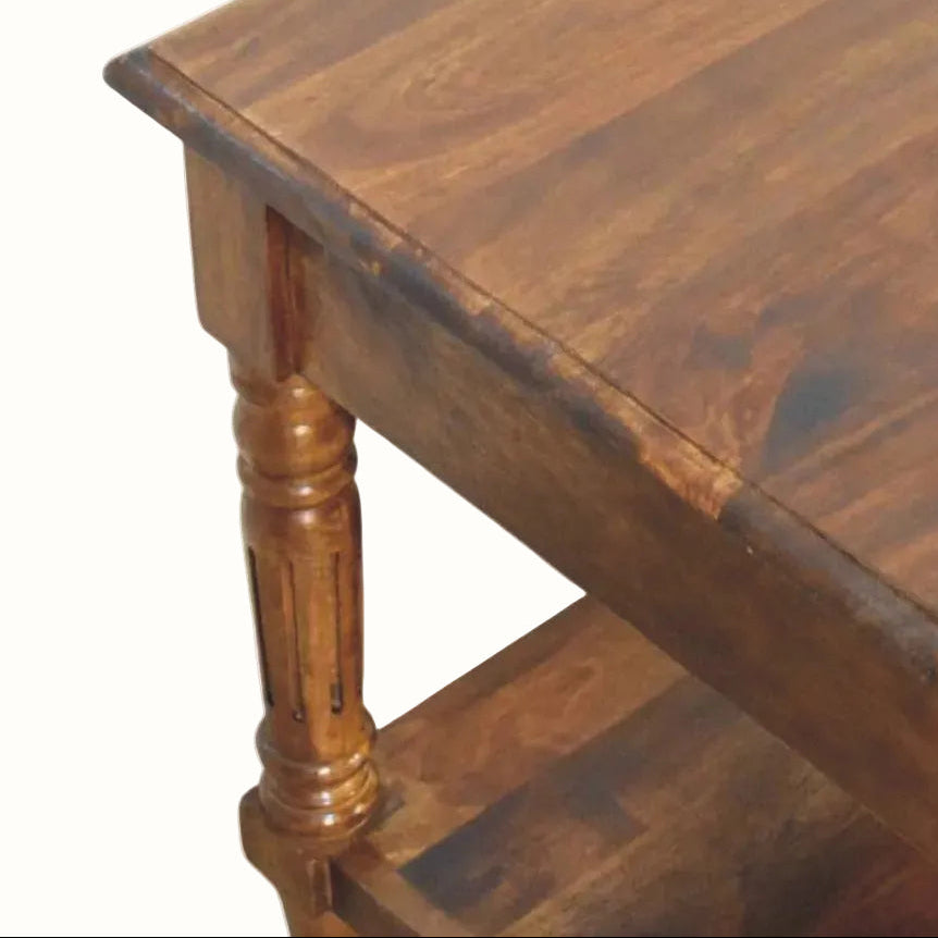 Louis Open Coffee Table with Drawers, Medium - Chestnut
