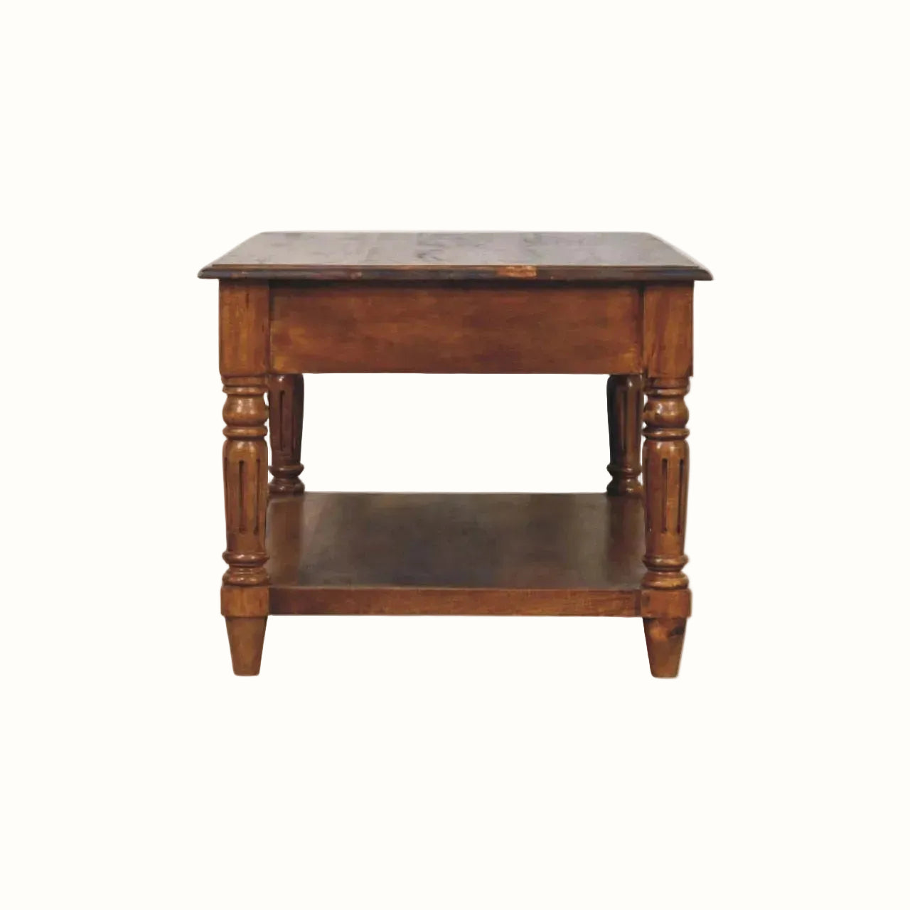 Louis Open Coffee Table with Drawers, Medium - Chestnut