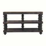 Rafe Spindle Open Shelf Console, Large - Carbon Ash