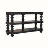 Rafe Spindle Open Shelf Console, Large - Carbon Ash