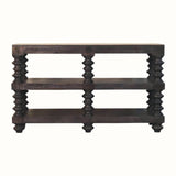Rafe Spindle Open Shelf Console, Large - Carbon Ash