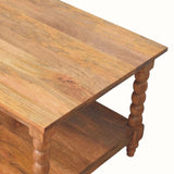 Arlen Spindle Coffee Table with Open Storage, Large - Golden Teak