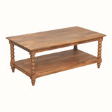 Arlen Spindle Coffee Table with Open Storage, Large - Golden Teak