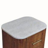 Aurora Marble Bedside Table, Medium - Golden Teak