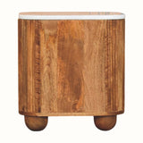 Aurora Marble Bedside Table, Medium - Golden Teak