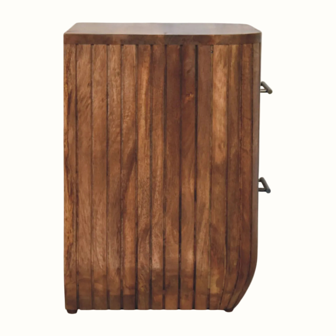 Soren Fluted Bedside Table, Medium - Golden Teak