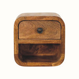 Hamade Open Wall-Mounted Bedside Table, Mini - Amber Oak