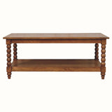 Arlen Spindle Coffee Table with Open Shelf, Medium - Amber Oak