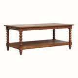 Arlen Spindle Coffee Table with Open Shelf, Medium - Amber Oak