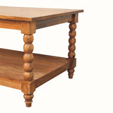 Arlen Spindle Coffee Table with Open Shelf, Medium - Amber Oak