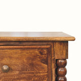 Arlen Spindle Bedside Table with 2 Drawers, Medium - Chestnut