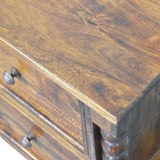 Arlen Spindle Bedside Table with 2 Drawers, Medium - Chestnut