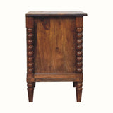 Arlen Spindle Bedside Table with 2 Drawers, Medium - Chestnut