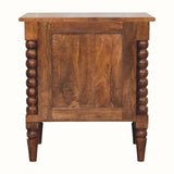 Arlen Spindle Bedside Table with 2 Drawers, Medium - Chestnut