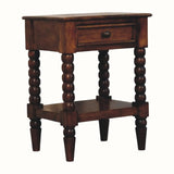 Arlen Spindle Bedside Table with 1 Drawer, Medium - Chestnut