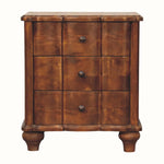 Emile 3 Drawer Bedside Table, Medium - Chestnut