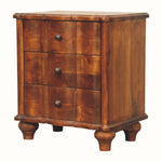 Emile 3 Drawer Bedside Table, Medium - Chestnut
