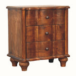 Emile 3 Drawer Bedside Table, Medium - Chestnut