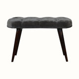 Femia Velvet Bench - Stone Grey/Walnut