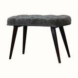Femia Velvet Bench - Stone Grey/Walnut